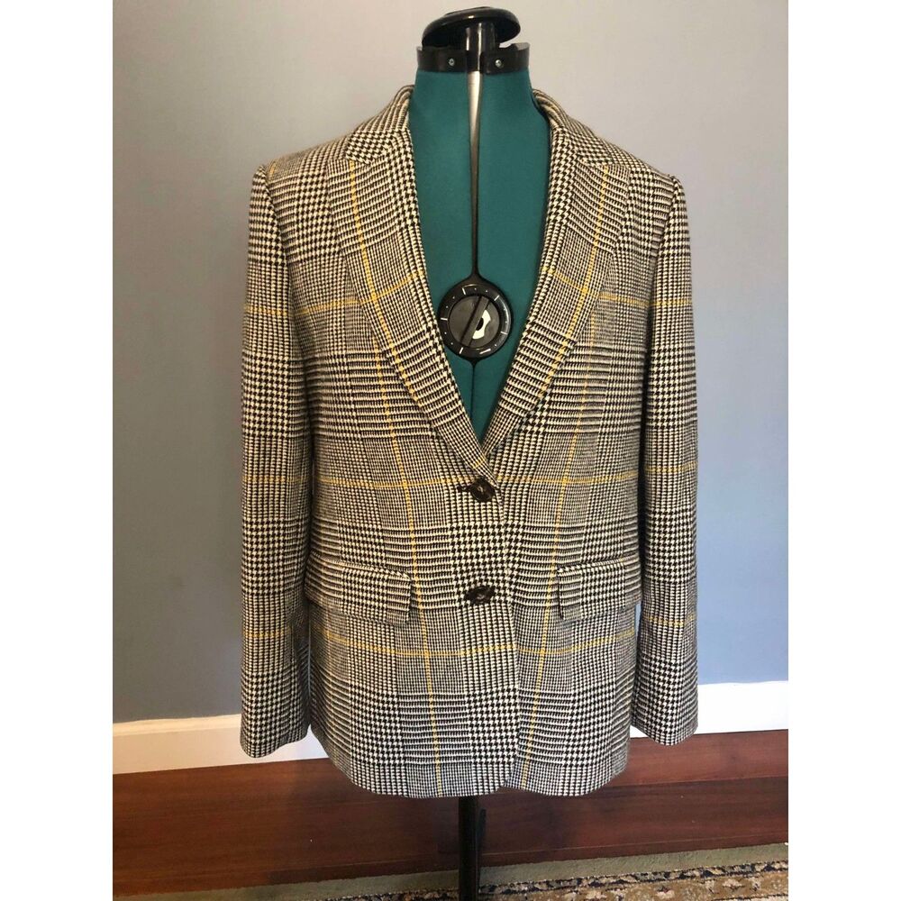 J. Crew Black and Yellow Plaid Blazer